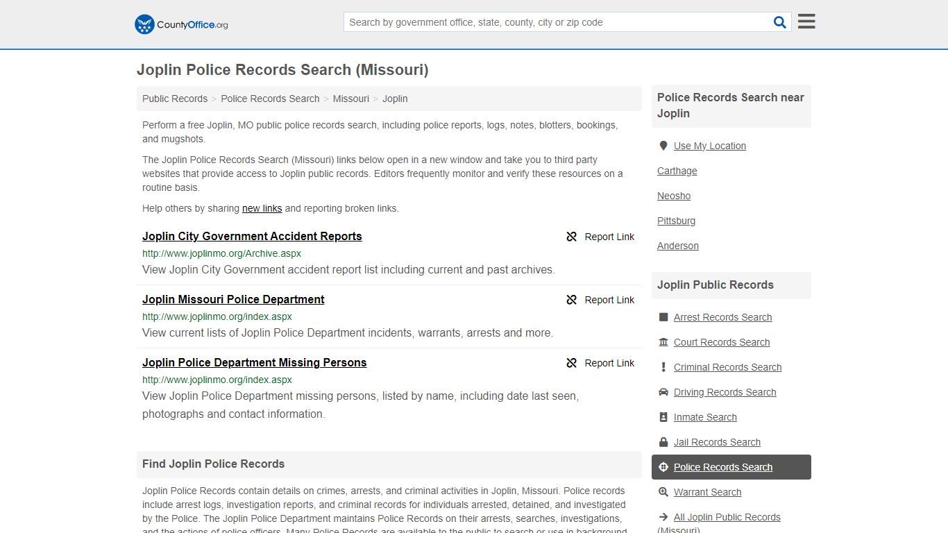 Police Records Search - Joplin, MO (Accidents & Arrest Records)