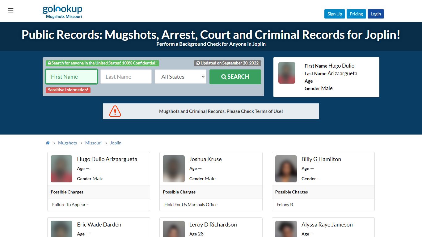 Mugshots Joplin, Arrest Records Joplin - GoLookUp